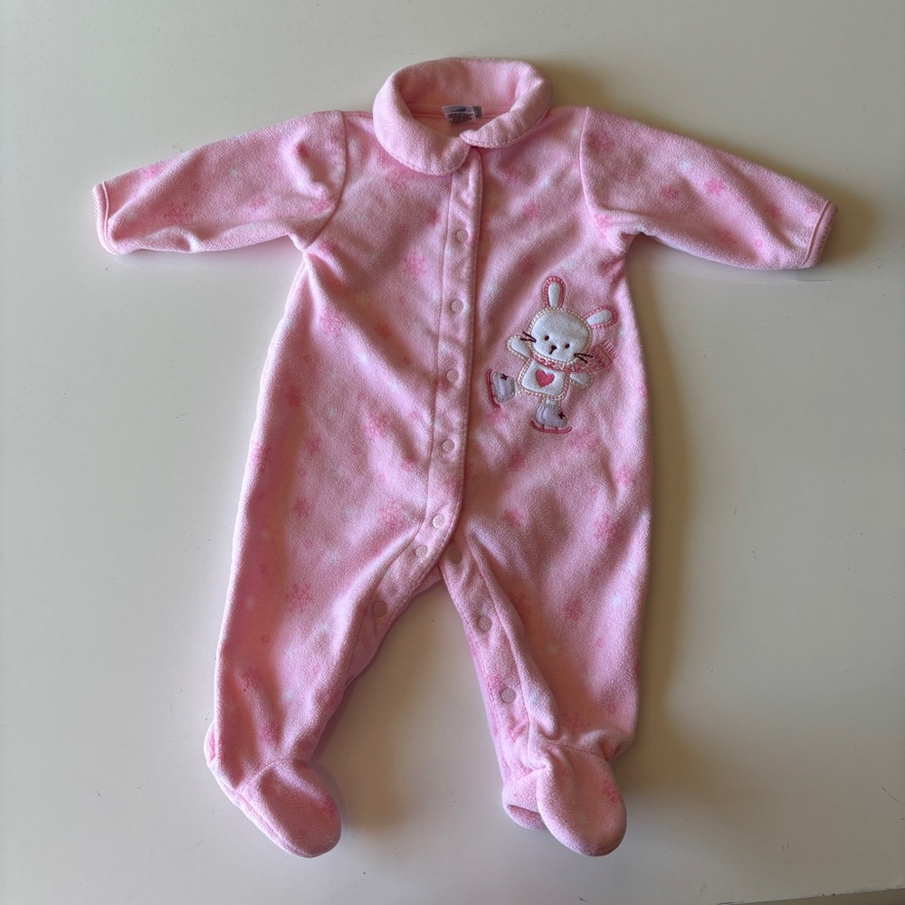 Carter's Baby Girls Cute Bunny Cozy Fleece Snap-Up Collared Sleep & Play 6M
